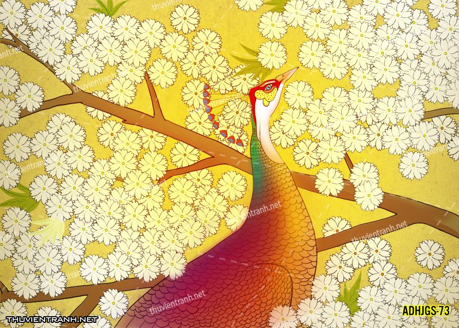 Tranh dán tường Cô gái  Nhật Bản mặc kimono, tranh minh họa cô gái Nhật Bản xưa -ADHJGS-73 - Tranh tường chất lượng cao